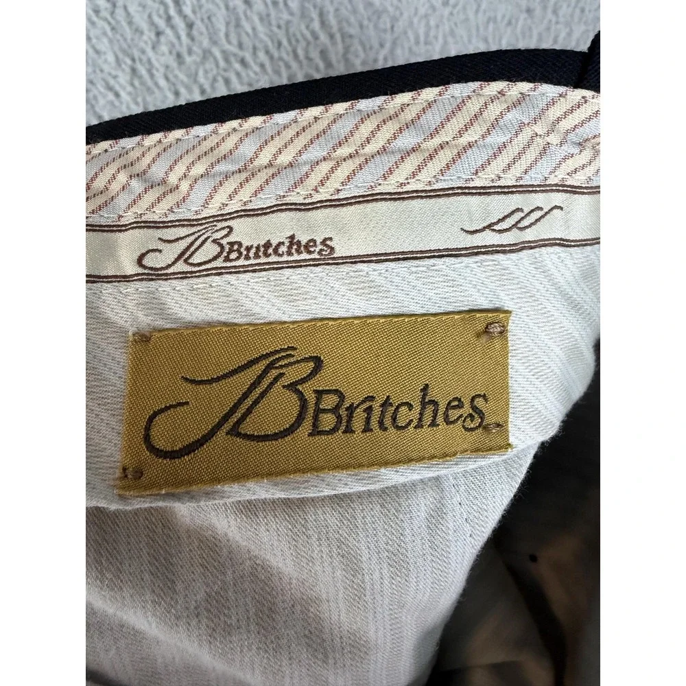 Britches Dress Pants Mens 36x32 Black Acetate Lined Flat Front Classic Business